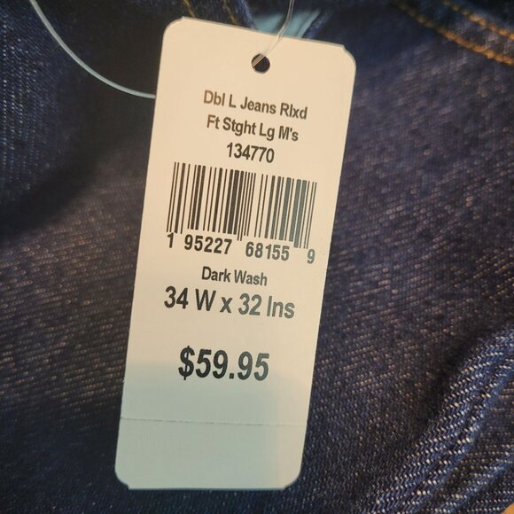 LL Bean Jeans 34x32 Measures 32x32 Relaxed Fit Dbl L Straight Dark Wash NWT - Picture 5 of 10